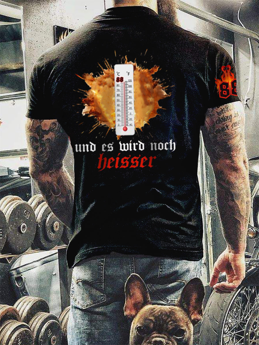 Herren 88 Grad und es wird noch Heisser bedrucktes Kurzarm-T-Shirt