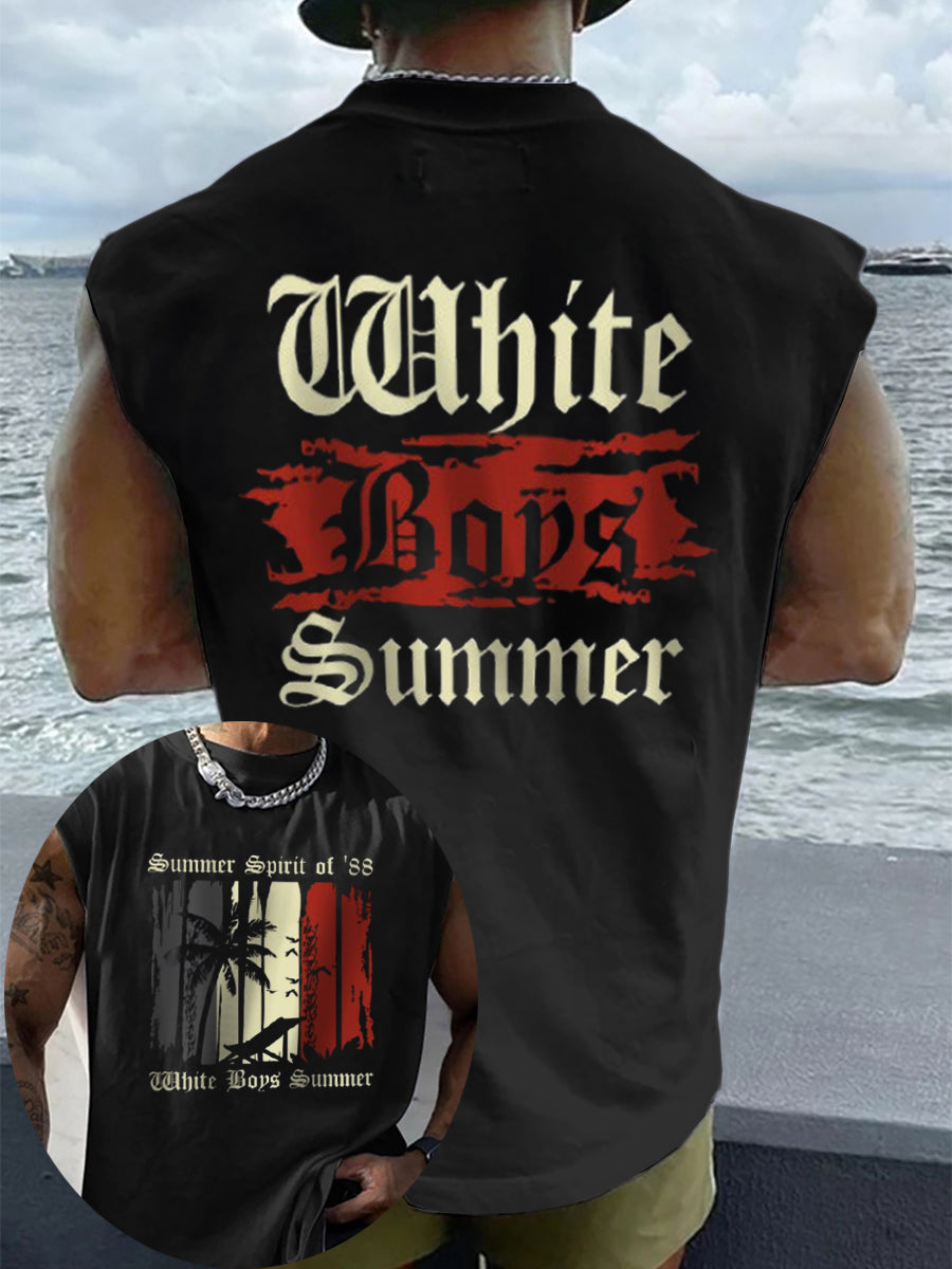 Herren Weißer Junge Sommer bedruckte Weste