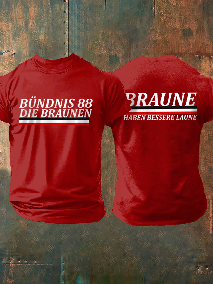Kurz ärmel iges T-Shirt für Herren ohne Sonne braun bedruckt