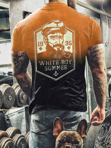 Männer weißer Junge Sommer bedrucktes Kurzarm-T-Shirt