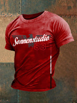 Herren-Kurzarm-T-Shirt Sonnen braun 8 bedruckt
