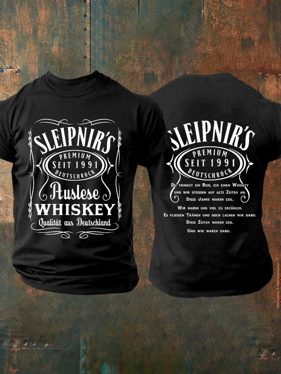 Herren Du Trinkst Ein Bier Ich Einen Whisky Bedrucktes Kurzarm T-Shirt