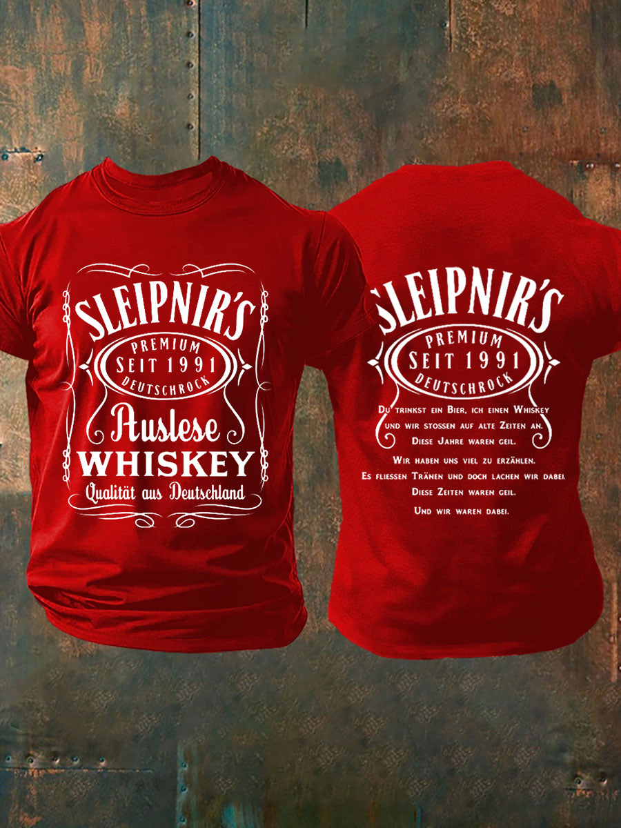 Herren Du Trinkst Ein Bier Ich Einen Whisky Bedrucktes Kurzarm T-Shirt