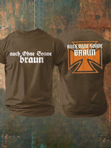 Männer Auch ohne Sonne braun bedrucktes Kurzarm-T-Shirt
