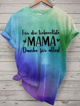 Damen T-Shirt „Für die liebevollste Mama – Danke für alles!“ – Kurzarm & Farbverlauf als perfektes Muttertagsgeschenk