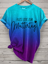 Damen T-Shirt „Alles Liebe zum Muttertag“ – Kurzarm & Farbverlauf als stilvolles Geschenk für Mama Lila / S