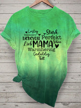 Damen T-Shirt mit Wortwolke „Mama – perfekt stark liebevoll“ – Kurzarm & Farbverlauf als liebevolles Muttertagsgeschenk