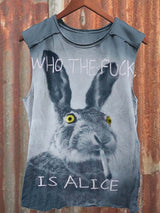 Herren Tanktop mit lustigem Hasen-Print – Lockerer Schnitt & Baumwollmischung für Sommer und Freizeit Blau / S