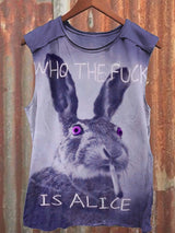 Herren Tanktop mit lustigem Hasen-Print – Lockerer Schnitt & Baumwollmischung für Sommer und Freizeit Lila / S