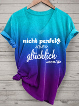 Damen T-Shirt mit Spruch „Nicht perfekt, aber glücklich“ – Lockeres Kurzarmshirt für Alltag & Freizeit