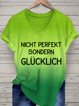 Damen T-Shirt mit Spruch „Nicht perfekt aber glücklich“ – Lockeres Kurzarmshirt für Alltag & gute Laune