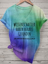Damen T-Shirt mit Spruch „Wissenschaftler haben herausgefunden…“ – Lustiges V-Ausschnitt-Shirt für Alltag & Freizeit