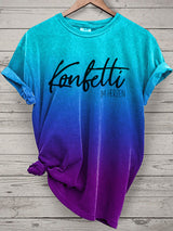 Damen T-Shirt mit Aufdruck „Konfetti im Herzen“ – Kurzarmshirt mit Gute-Laune-Garantie