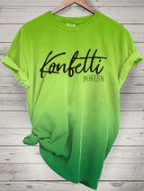 Damen T-Shirt mit Aufdruck „Konfetti im Herzen“ – Kurzarmshirt mit Gute-Laune-Garantie