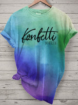 Damen T-Shirt mit Aufdruck „Konfetti im Herzen“ – Kurzarmshirt mit Gute-Laune-Garantie
