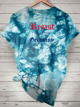 Kurzarm-T-Shirt mit deutschem Batik-Print für Damen