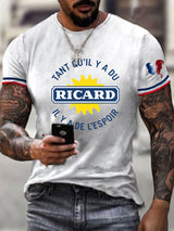 Herren T-Shirt mit Aufdruck „Tant Qu’il Y A Du Ricard“ – Kurzarm aus Baumwollmischung für Freizeit & Statement-Looks