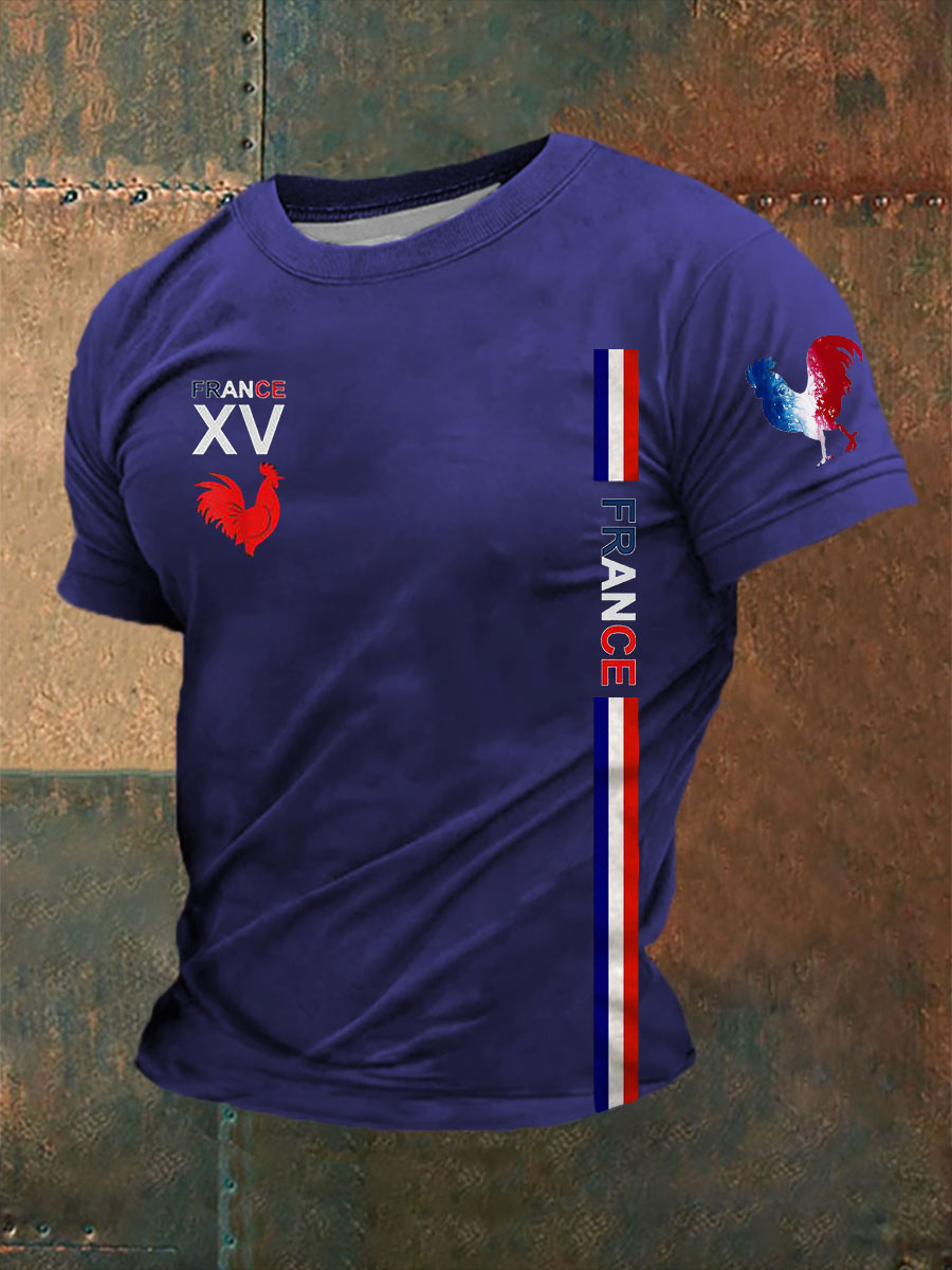 Herren-T-Shirt im Frankreich-Design – Kurzarmshirt mit sportlicher Coq-Grafik