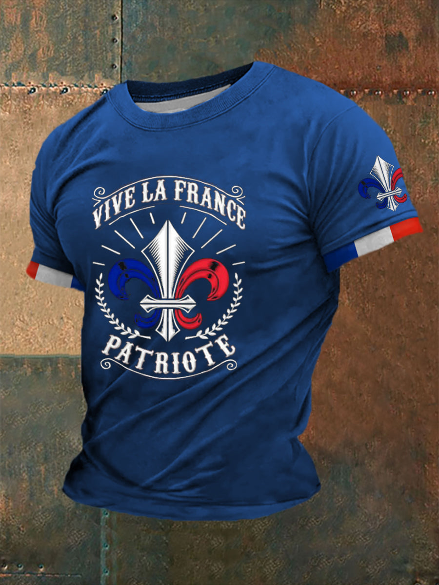 Herren-T-Shirt „Vive La France Patriote“ – Kurzarmshirt mit französischem Symboldruck