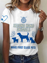 Damen-T-Shirt mit Tierschutz-Print – „Second Hand Animals“ Statementshirt für Tierliebhaberinnen Weiß / S