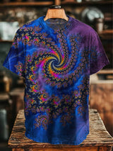 Herren Retro T-Shirt mit psychedelischem Spiralmuster – Abstrakter Kunstdruck für Freizeit & Festival