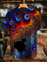 Herren Retro T-Shirt mit abstraktem Kunstdruck – Kurzarmshirt aus Baumwollmischung für kreative Freizeitlooks