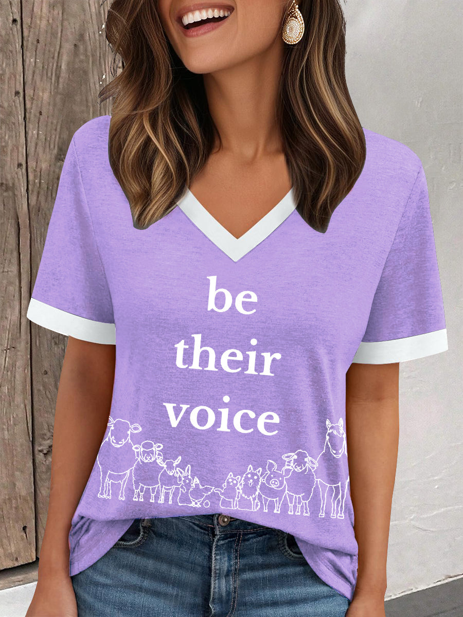 Damen-T-Shirt mit Tierschutz-Print „Be Their Voice“ – Weiches Kurzarmshirt mit Tiermotiv