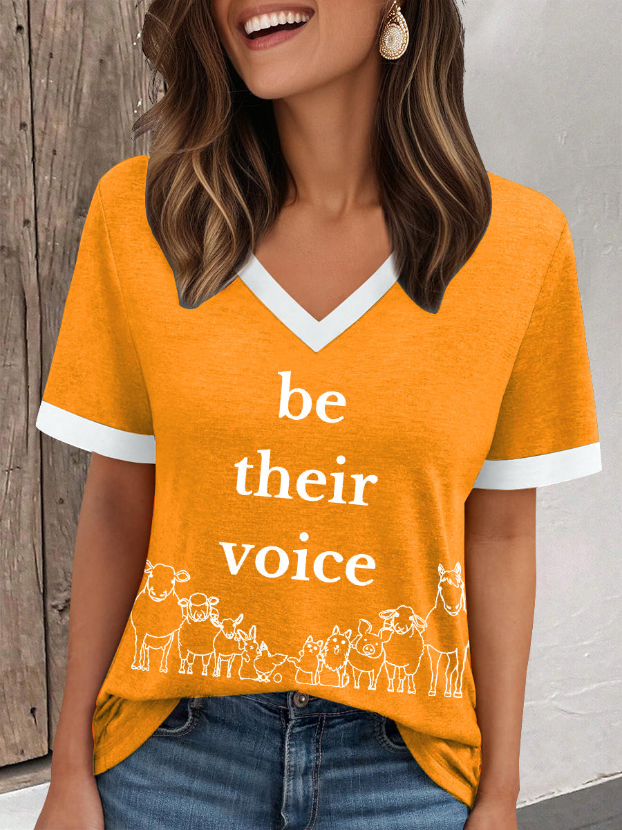 Damen-T-Shirt mit Tierschutz-Print „Be Their Voice“ – Weiches Kurzarmshirt mit Tiermotiv