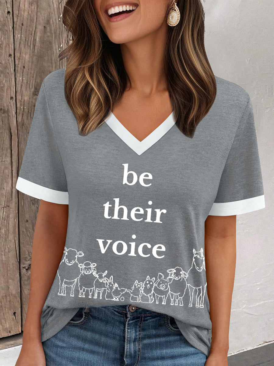 Damen-T-Shirt mit Tierschutz-Print „Be Their Voice“ – Weiches Kurzarmshirt mit Tiermotiv