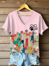 Damen-T-Shirt mit Hunde-Print und Botschaft – „Save a Life! Adopt“ Baumwollmischung, Tierschutz-Motiv