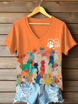 Damen-T-Shirt mit Hunde-Print und Botschaft – „Save a Life! Adopt“ Baumwollmischung, Tierschutz-Motiv
