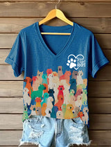 Damen-T-Shirt mit Hunde-Print und Botschaft – „Save a Life! Adopt“ Baumwollmischung, Tierschutz-Motiv