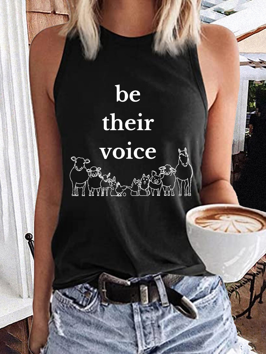 Damen-Tanktop mit Tierschutz-Statement – „Be Their Voice“ Print, ärmellos, locker geschnitten