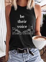 Damen-Tanktop mit Tierschutz-Statement – „Be Their Voice“ Print, ärmellos, locker geschnitten
