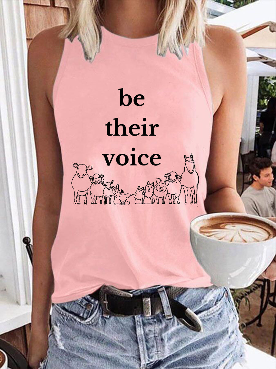 Damen-Tanktop mit Tierschutz-Statement – „Be Their Voice“ Print, ärmellos, locker geschnitten