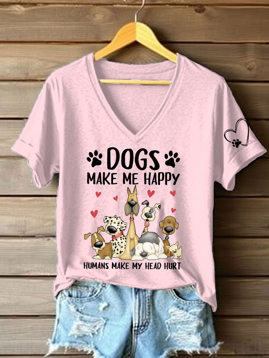 Damen-T-Shirt mit Hunde-Motiv – Lustiges Kurzarmshirt aus Baumwollmix für Hundefreundinnen