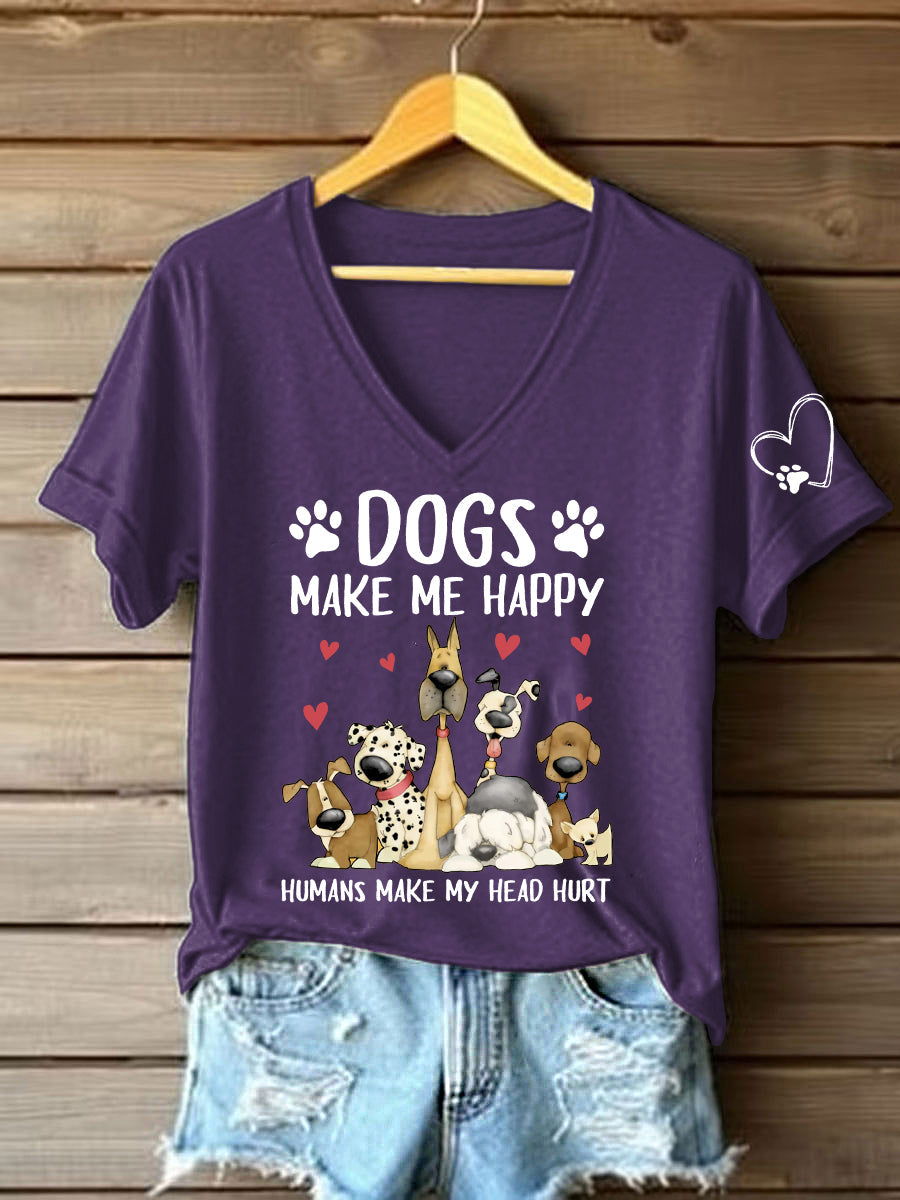 Damen-T-Shirt mit Hunde-Motiv – Lustiges Kurzarmshirt aus Baumwollmix für Hundefreundinnen