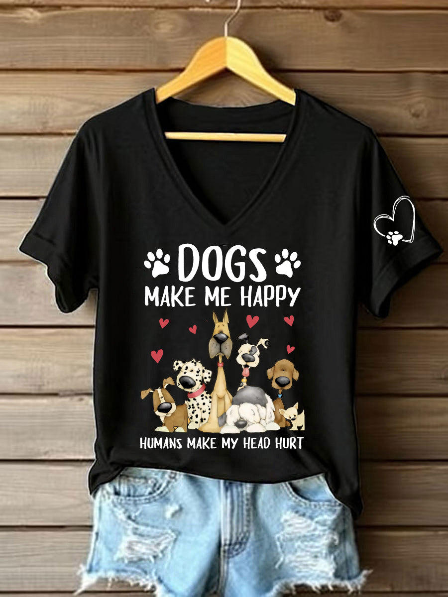 Damen-T-Shirt mit Hunde-Motiv – Lustiges Kurzarmshirt aus Baumwollmix für Hundefreundinnen