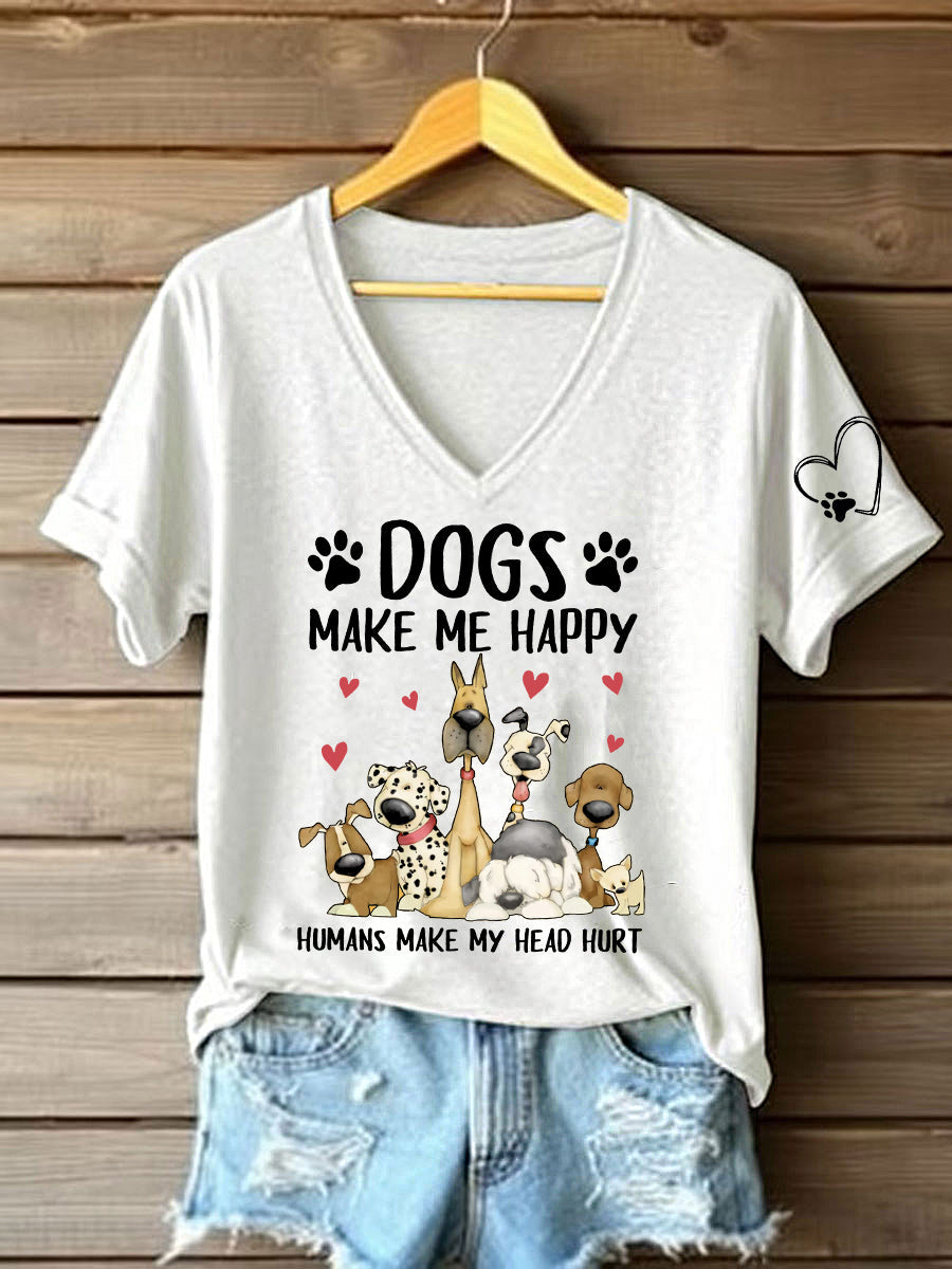 Damen-T-Shirt mit Hunde-Motiv – Lustiges Kurzarmshirt aus Baumwollmix für Hundefreundinnen