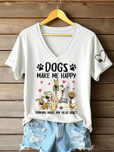 Damen-T-Shirt mit Hunde-Motiv – Lustiges Kurzarmshirt aus Baumwollmix für Hundefreundinnen