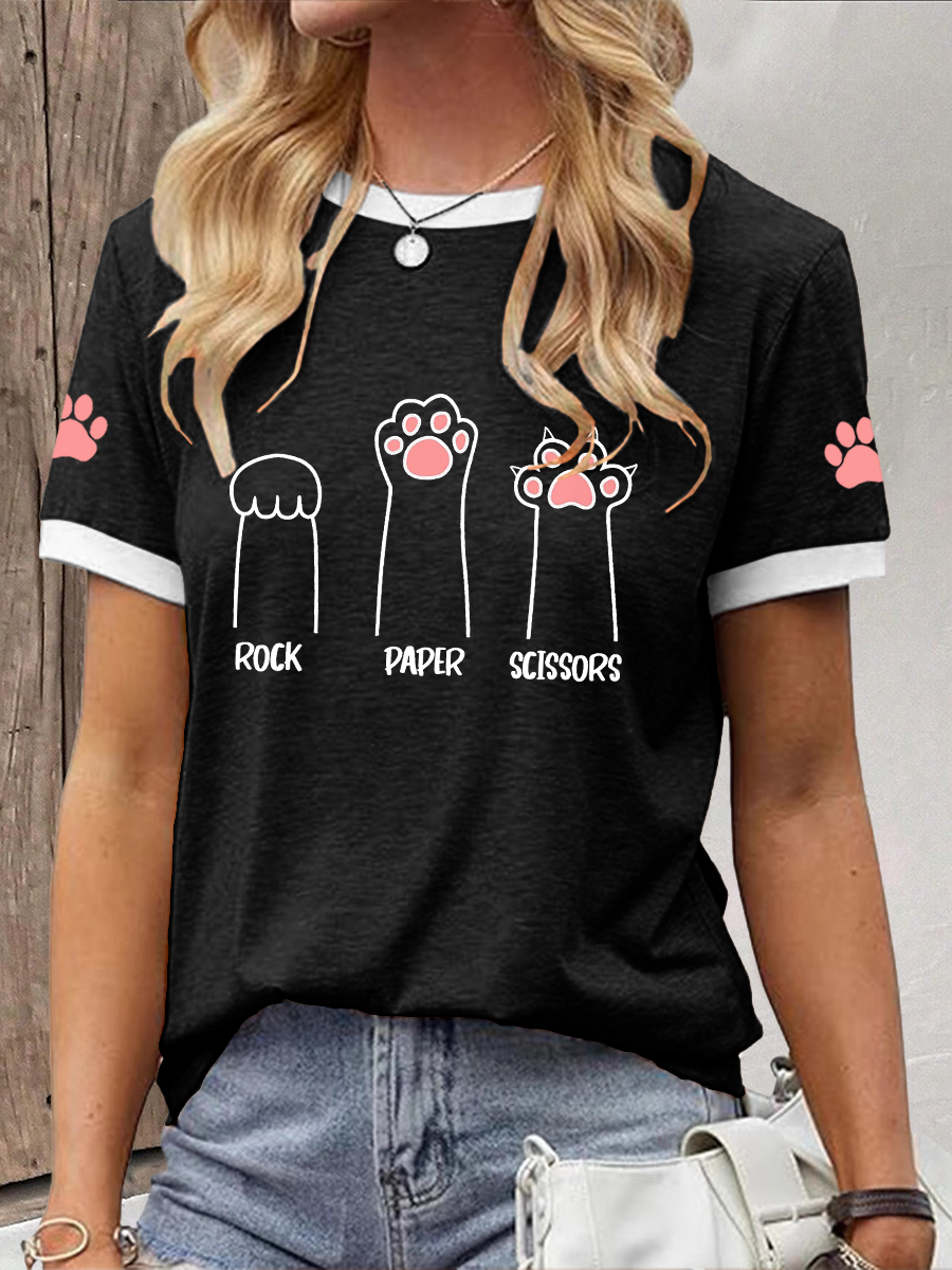 Damen Stein Papier Schere Katzen pfote T-Shirts