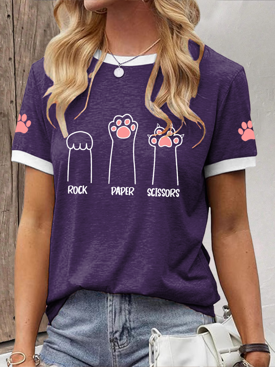 Damen Stein Papier Schere Katzen pfote T-Shirts