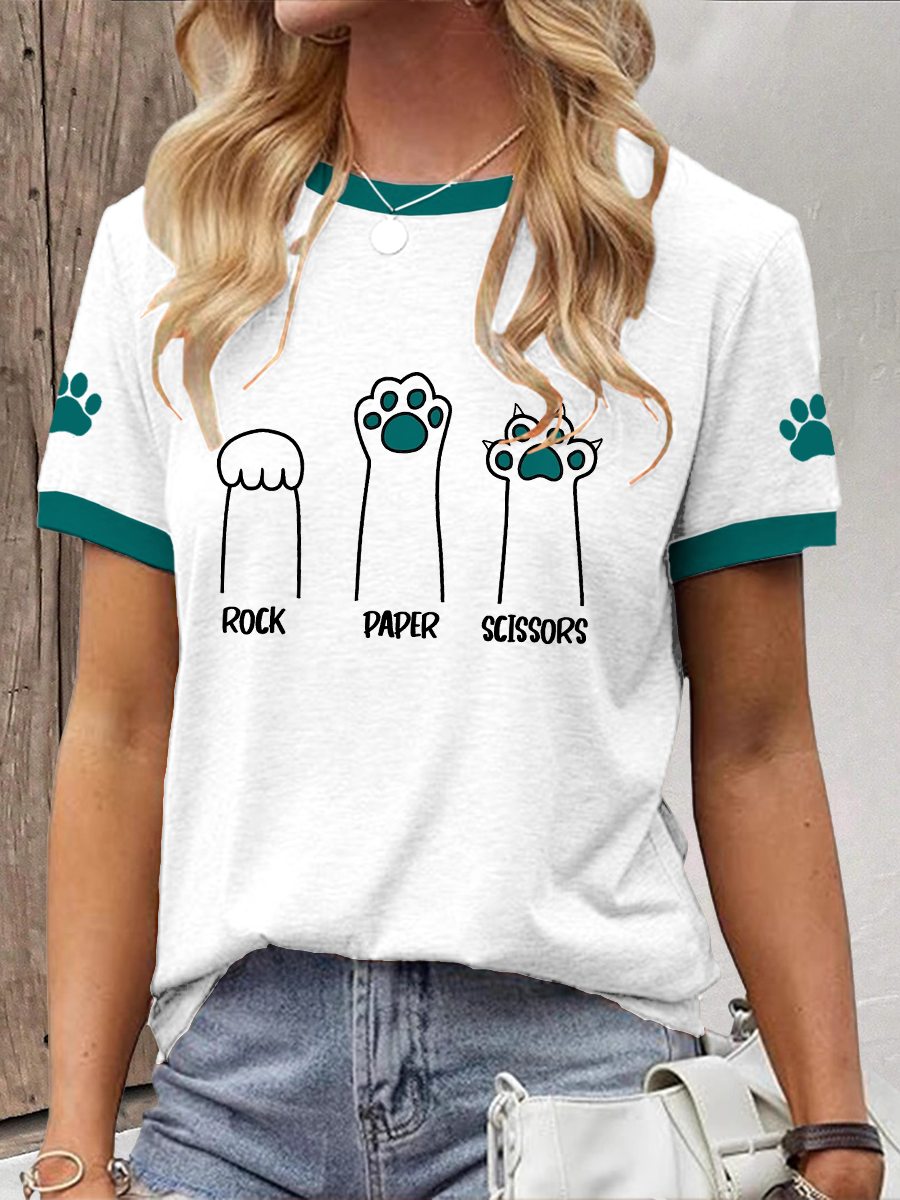 Damen Stein Papier Schere Katzen pfote T-Shirts