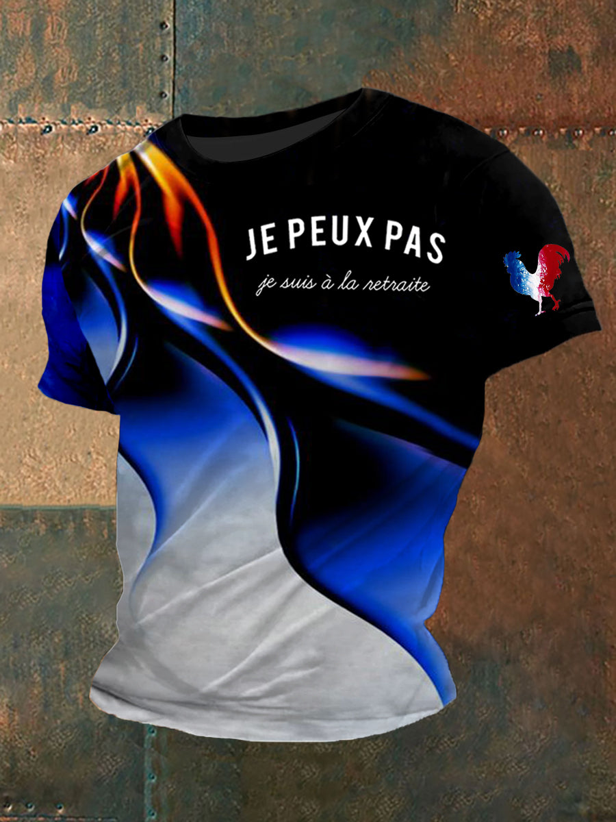 Herren T-Shirt „Je peux pas je suis à la retraite“ – Französischer Spruch für Ruheständler Blau / S