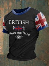 Herren T-Shirt mit „British Born and Bred“-Print – Union-Jack-Design im Vintage-Stil Schwarz / S