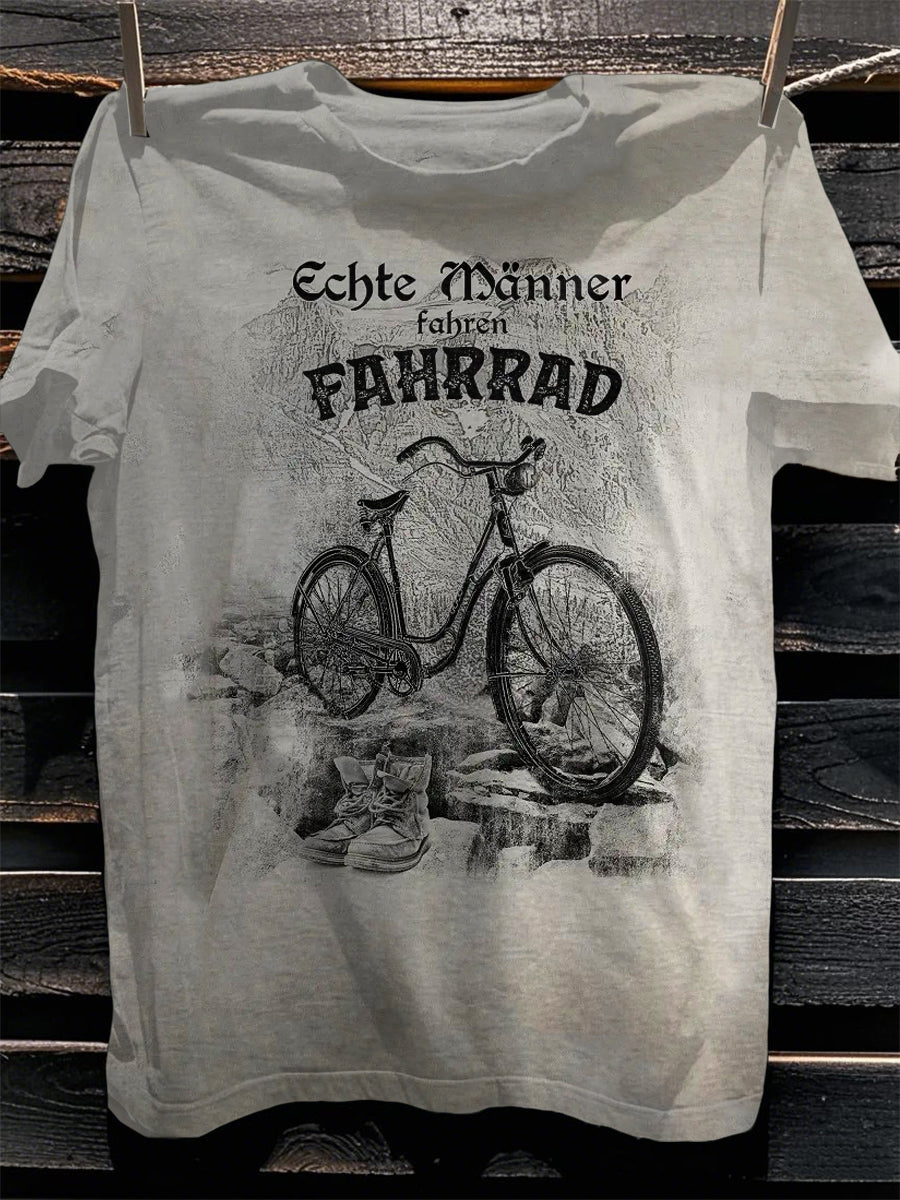 echte männer fahren fahrrad Herren T-Shirt mit Vintage-Fahrradmotiv – Kurzarmshirt „Echte Männer f –  zezzo-de