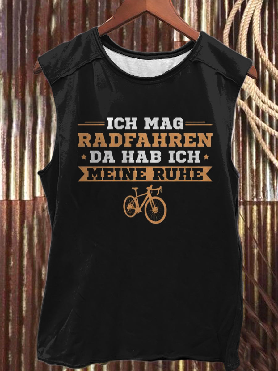 Herren Ärmelloses Fun-Tanktop mit Radfahr-Spruch – „Ich mag Radfahren…“