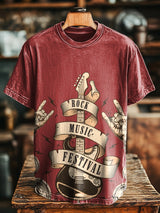 Herren T-Shirt mit Rockmusik-Festival-Motiv – Vintage-Stil aus Baumwollmischung