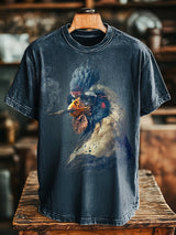 Herren Spaß Sonnenbrille Hahn Druck lässig lose T-Shirt
