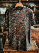 Herren T-Shirt mit orientalischem Teppichmuster – Vintage-Stil, Baumwollmischung, Kurzarm